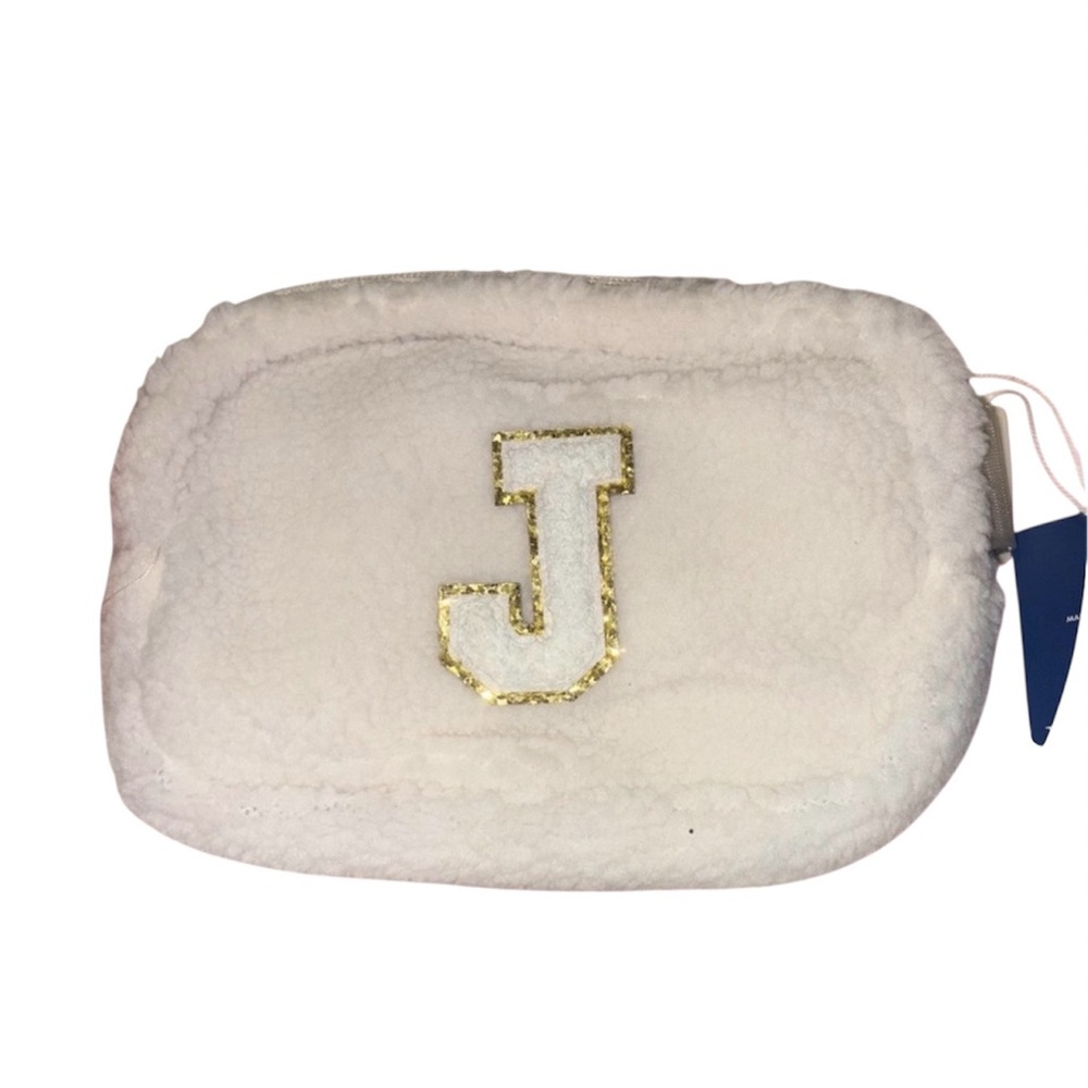 Monogram 'J' Cream Sherpa Cosmetic Bag